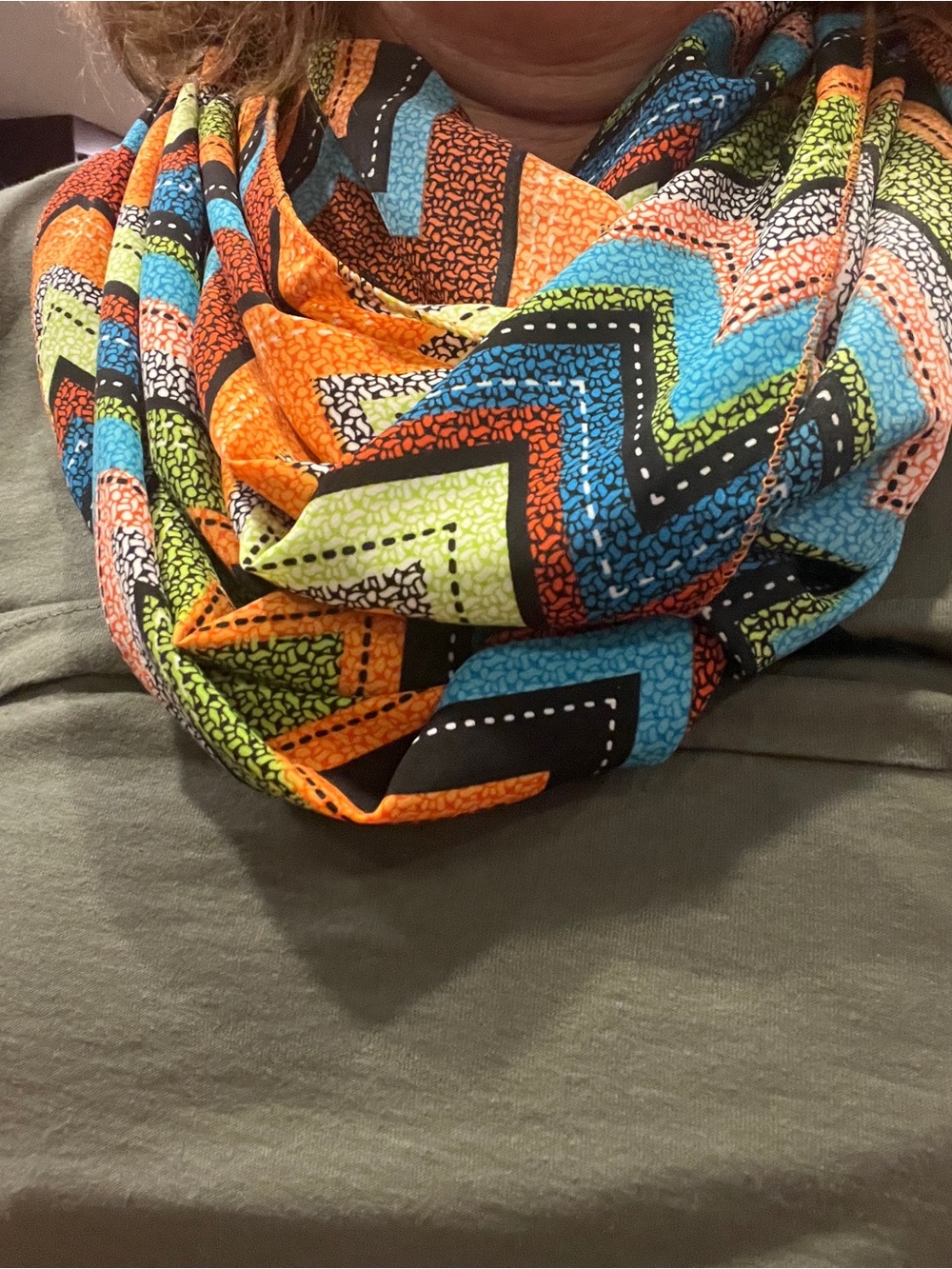 Multicolor Chevron Pattern Infinity Scarf - Picture 3 of 4